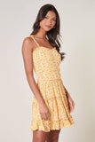 Doreen Daisy Tie Strap Smocked Back Top- Yellow