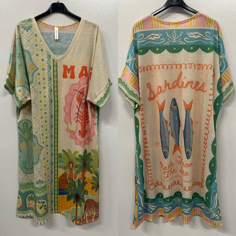 Sardines Print Lurex Dress