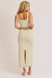 Cristina Square Neck Sleeveless Crochet Midi Dress - Cream