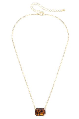 Bianca Pendant Necklace in Tortoise & Shiny Gold