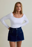 Scooped Neckline with Long Sleeves Top