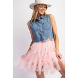 Cascading Tulle Mesh Layered Mini Skirt