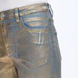 Gold Digger High Rise Gold Foiled Wide Leg Denim