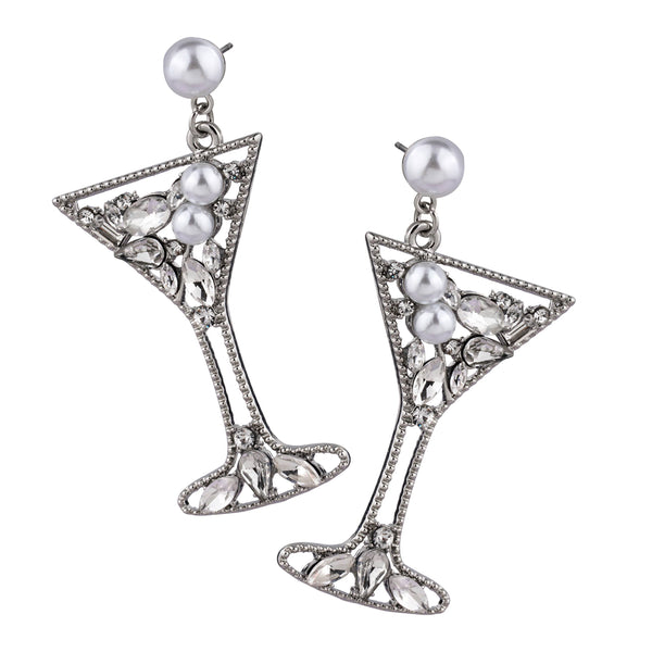 Celebration Earrings Collection: Silver Martini