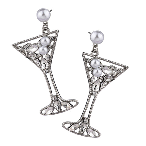 Celebration Earrings Collection: Silver Martini