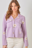 Mystree Flower Patterned Sweater Jacket