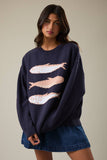 Round Neck Sardines Sweater Top- Melange