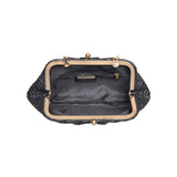 Triana Straw Frame Clutch - Black