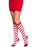 Krystal Candy Cane Knee Socks: Red/White / One Size
