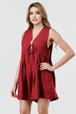Emmy Pleated Tie Front Gameday Overall Romper