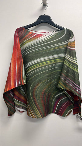 Olive Wavy Italian Knit Printed Sweater
