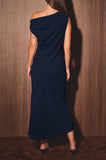 Marli Asymmetrical Shoulder Midi Dress