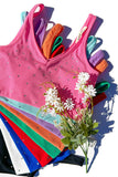 FINAL SALE:  V-Neck Sleeveless Rhinestone Detail Rib Tank Top