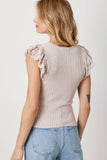 Mystree Flutter Crochet Sleeve Sweater