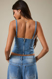 Strappy Structured Crop Top- Denim