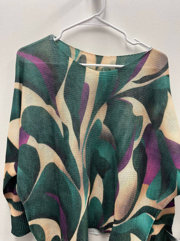 Green Abstract Italian Knit Printed Sweater
