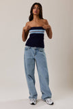 Jenny Stripe Knit Tube Top - Navy/Light Blue