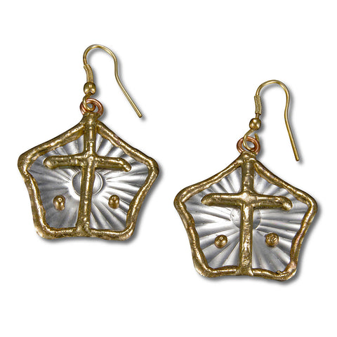 Mixed Metal Earrings- Cross