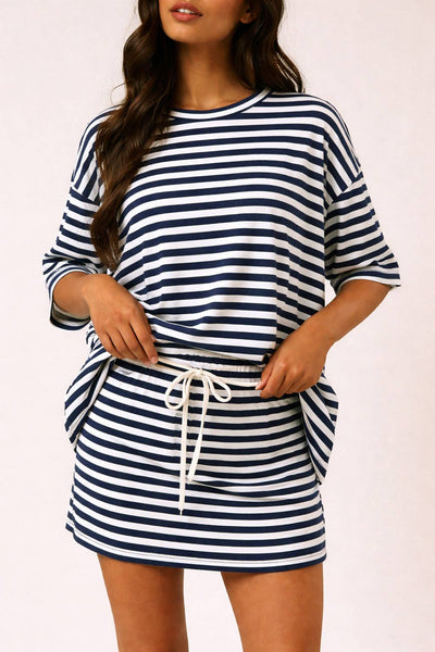 Oversized Round Neck Stripe Tee