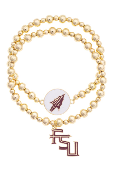 Florida State Seminoles Ball Bead Bracelet Set of 2