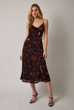 Sleeveless Burnout Floral Midi Flare Dress