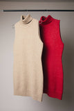FINAL SALE Recycled Yarn Turtleneck Sleeveless Sweater Dress - Mocha