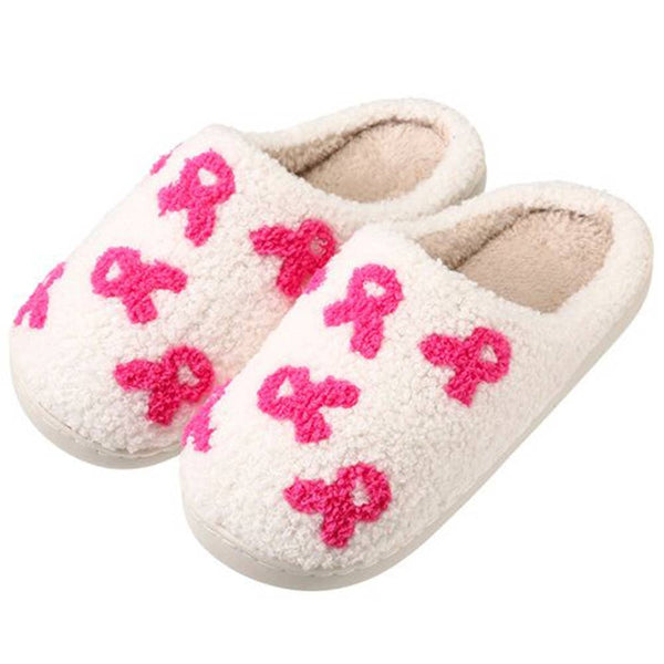 FINAL SALE Pink Ribbon Breast Cancer Awareness Slippers