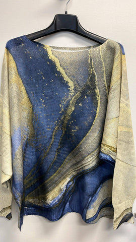 Tie-dye Denim Italian Knit Sweater