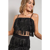 Rhinestone Suede Fringe Tank Top