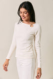 Asymmetric Notch Neck With Gold Ring Top