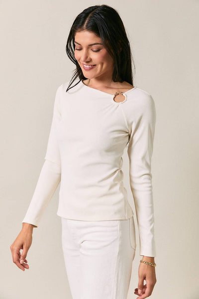 Asymmetric Notch Neck With Gold Ring Top