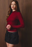 Mock Neck Long Sleeve Knit Top