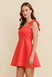 Game Day Strap Tie Flowy Mini Dress