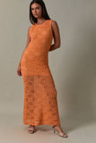Sleeveless Crochet Effect Cover Up Maxi Dress