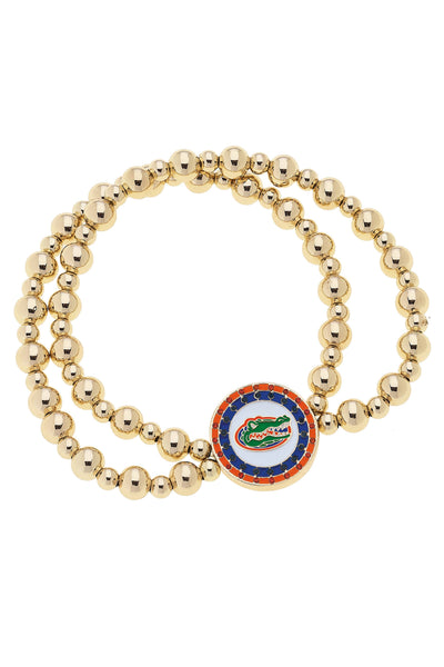 Florida Gators Pave Disc 2-Row Ball Bead Stretch Bracelet