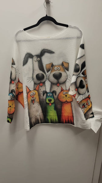 Dogs & Cats Italian Knit Printed Sweater