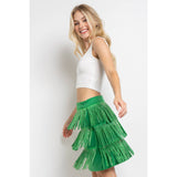 Rhinestone Suede Fringe Skirt