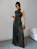 Italian Genie Crop Top & Flowy Pants Set
