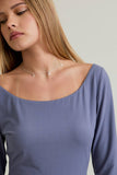 Scooped Neckline with Long Sleeves Top