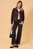 Cropped Button Down Faux Suede Jacket
