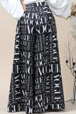 Vogue White Print Palazzo Pants - Black