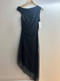 Italian Long Fitted Asymmetrical Neck Mesh Dress