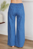 Venti6 Chambray Drawstring Pinstripe Wide Leg Pants