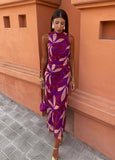 Italian Romance Sleeveless Printed Mesh Maxi Dress