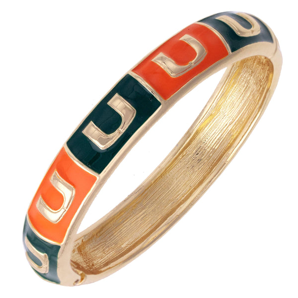 Miami Hurricanes Sculpted Enamel Checkered Hinge Bangle