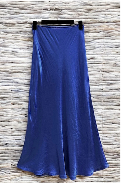 Essence Italian Viscose Satin Bias-Cut Midi Skirt