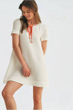 Cotton Gauze Ribbon Tie Mini Dress