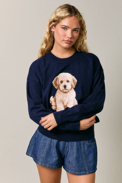 'Goldendoodle’ Long Sleeve Crewneck Sweater