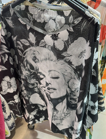 Marilyn Black & White Floral Italian Printed Sweater