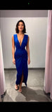 Gianna Deep V Open Back Midi Dress - Sky Blue